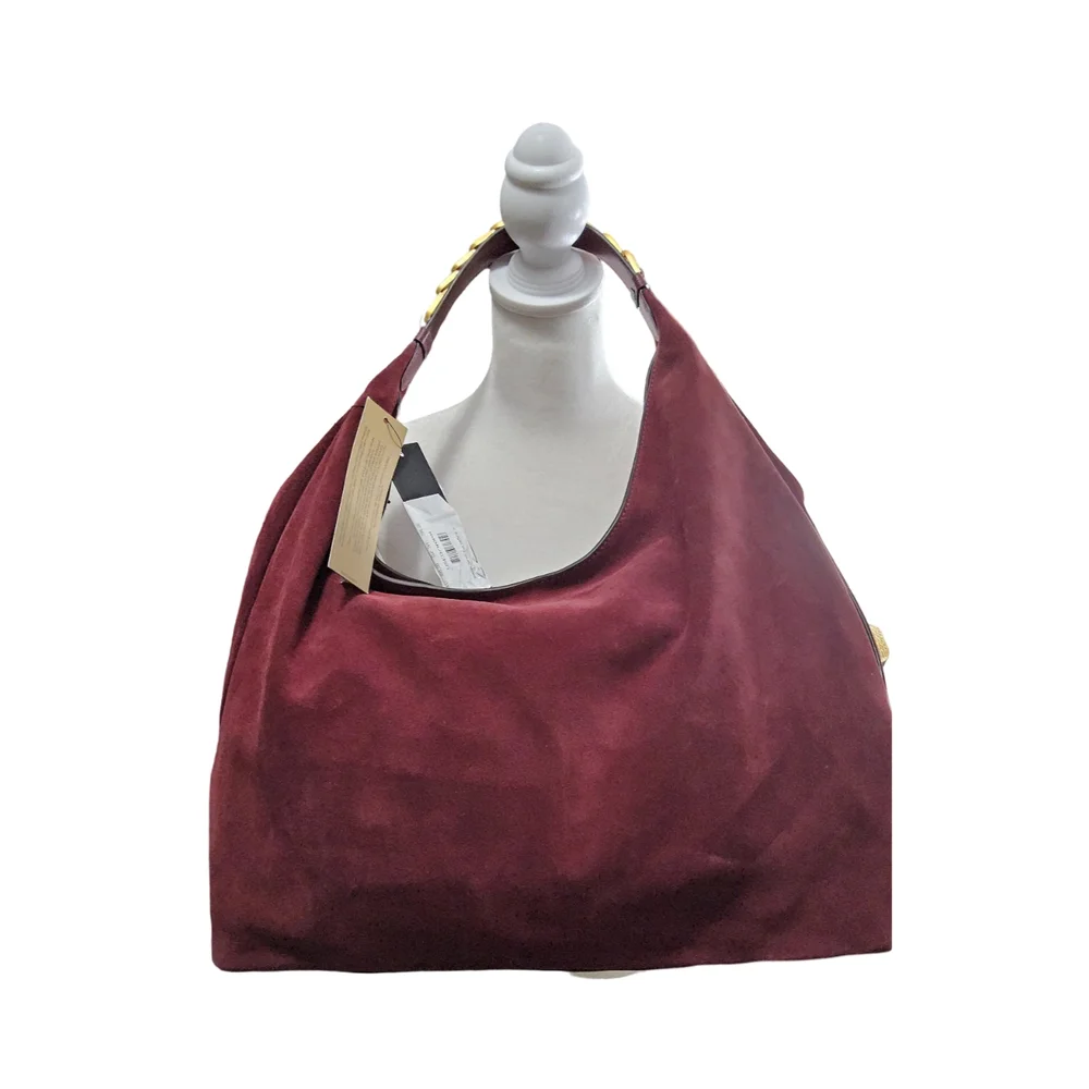 Donna Karen New York Suede Bag with Gold Accents
